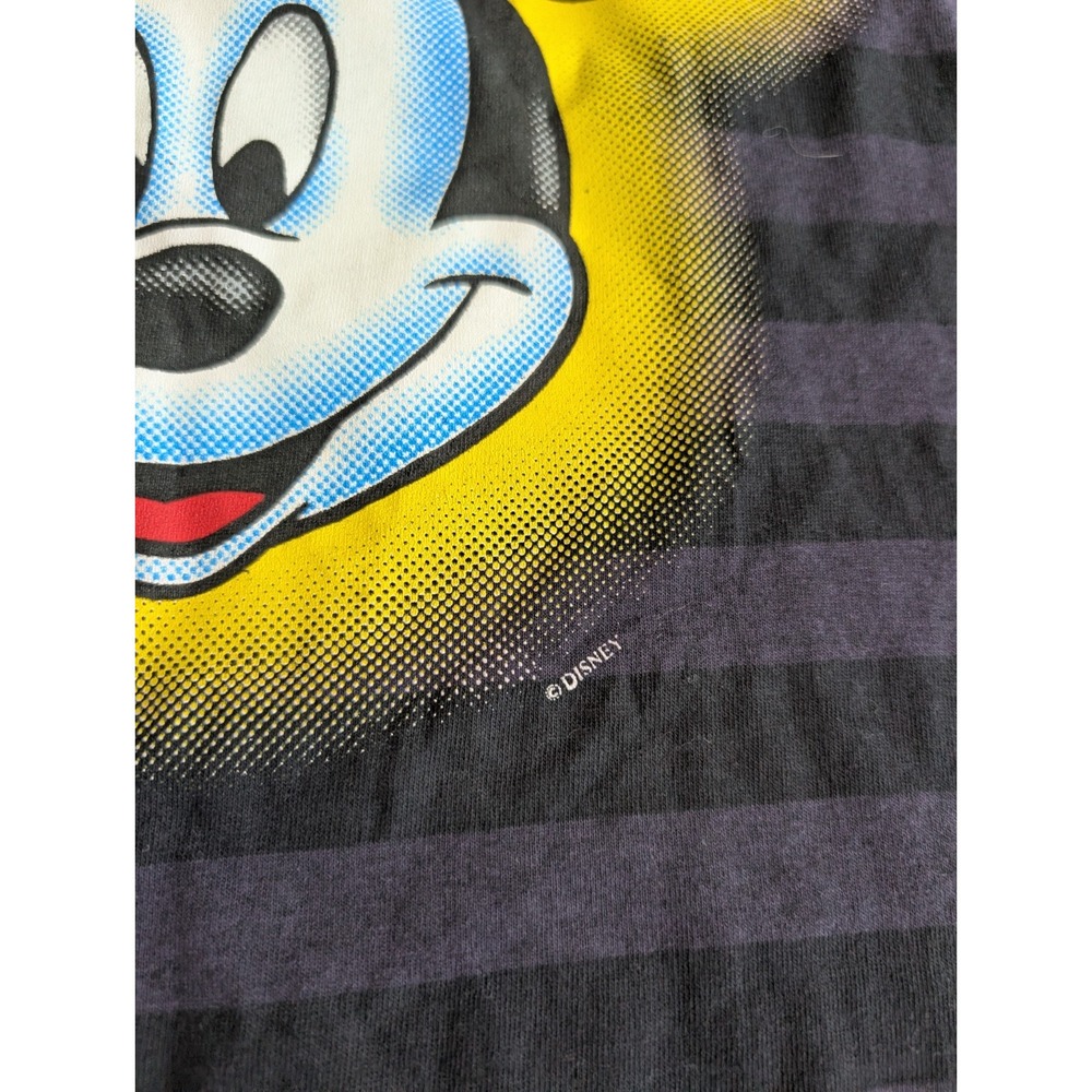 VTG Mickey Unlimited Mouse Disney Men Large Striped T Shirt Purple Black USA - Picture 2 of 8